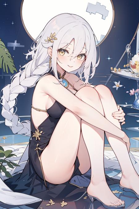 63082-850187457-masterpiece, best quality,1girl,solo,braid, white hair, light smile, ocean,moonlight, hugging own legs,.png